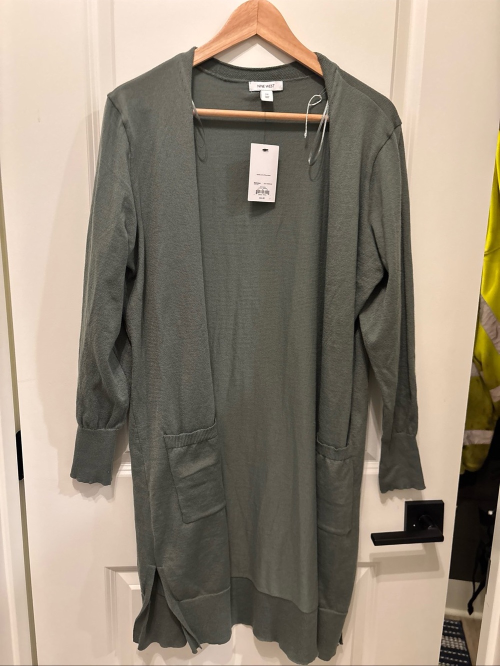 Nine West Muted Sage Open-Front Long Cardigan. Medium NWT.